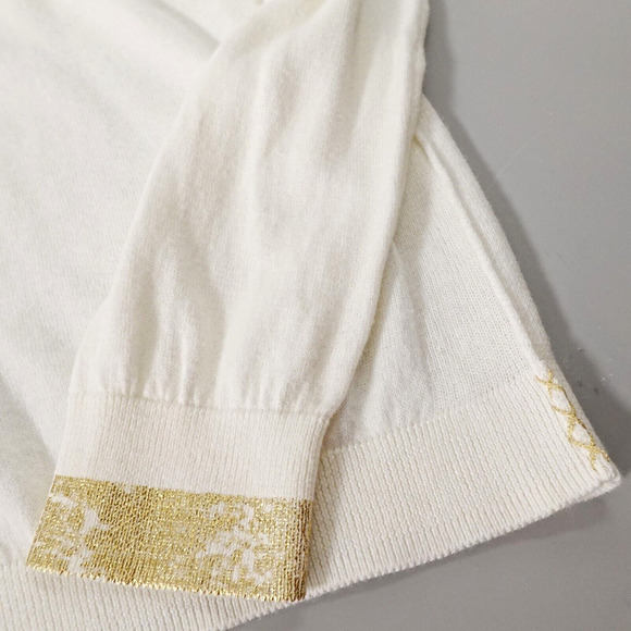 Label +Thread Goldie V Sweater Womens Medium Cream Knit Minimalist Timeless - Picture 15 of 16
